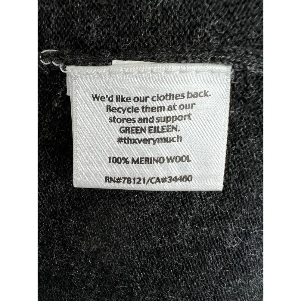 Eileen Fisher Merino Wool Dark Gray Scoop Neck Light Pullover Sweater S Small